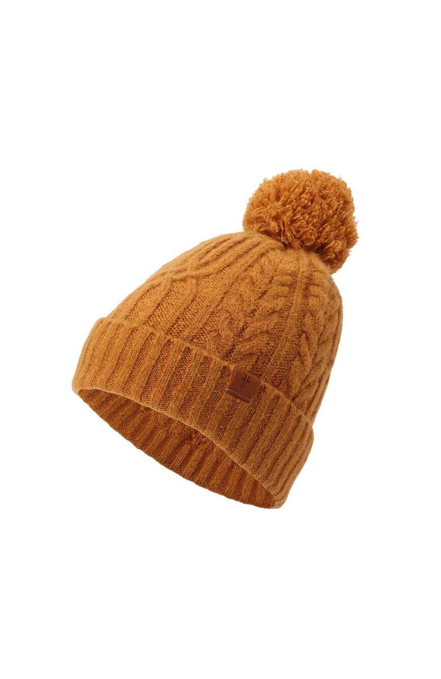 2752 Cable Beanie W/SELF POM, Almond